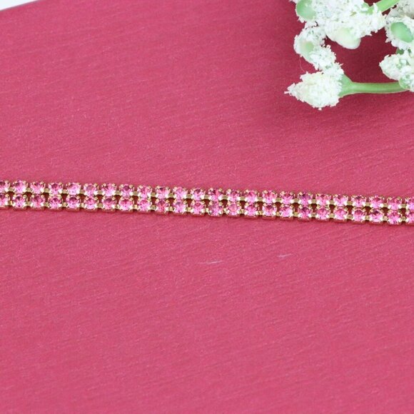 Elegant Rose Gold Bracelet with Sparkling Pink Stones, Adjustable Fit, XPBL0729 - Picture 12 of 12
